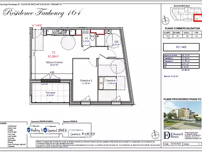 Appartement, 61,86 m²