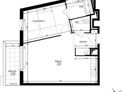Appartement, 46,15 m²