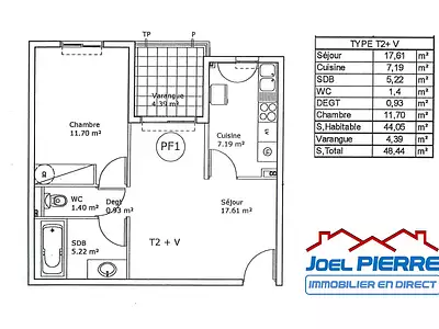 Appartement, 44,05 m²