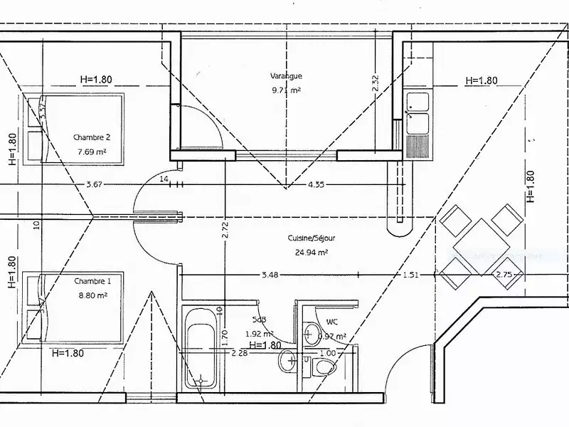Appartement, 44,32 m²