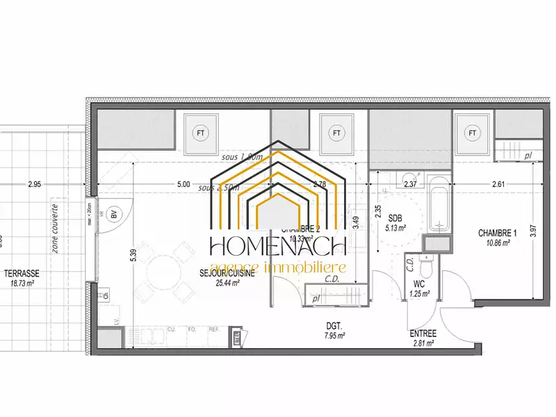Appartement, 63,77 m²