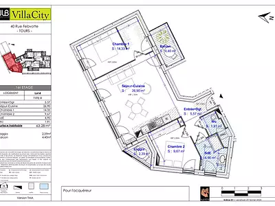 Appartement, 63,28 m²