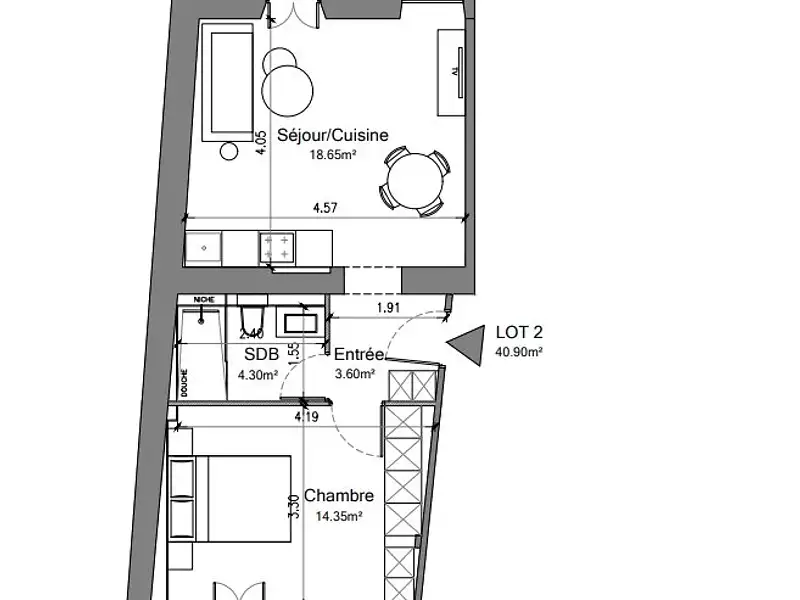 Appartement, 40,9 m²