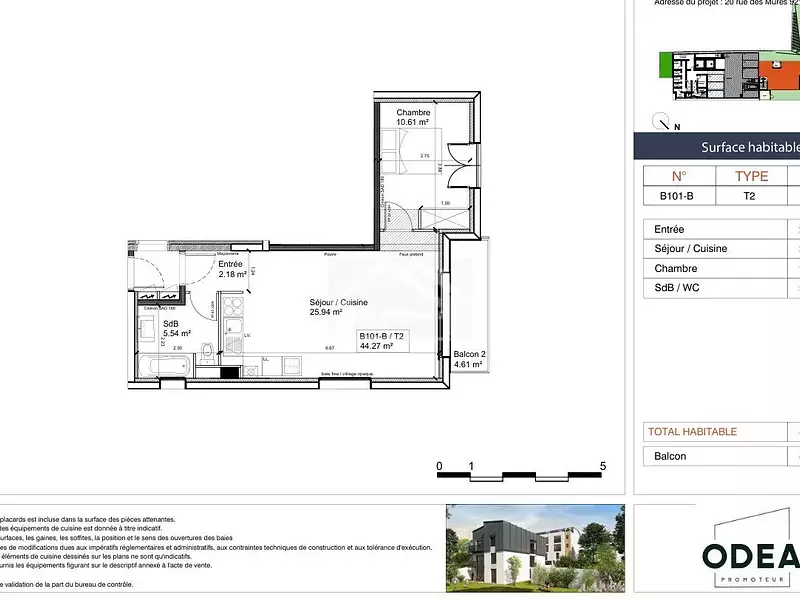 Appartement, 44,27 m²