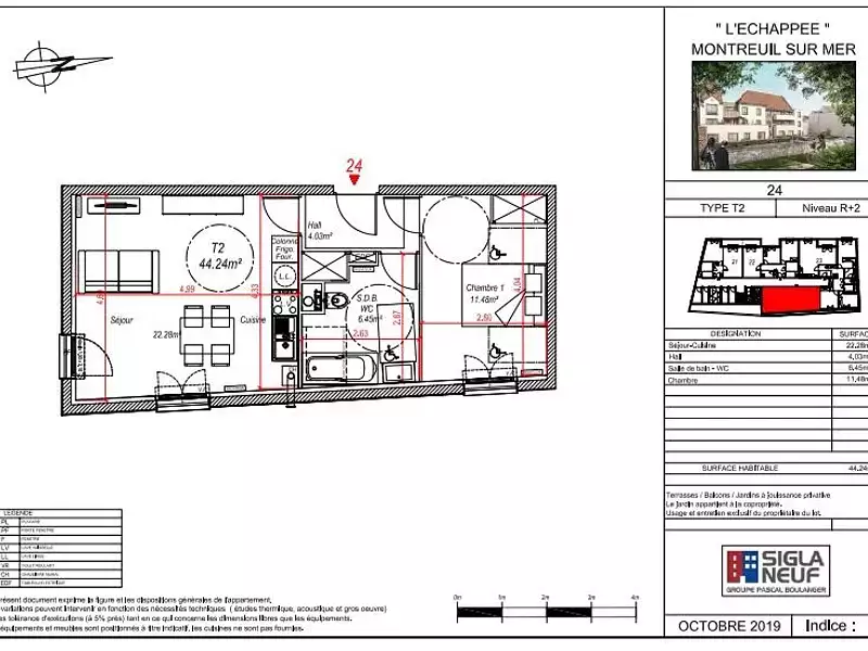 Appartement, 44,24 m²