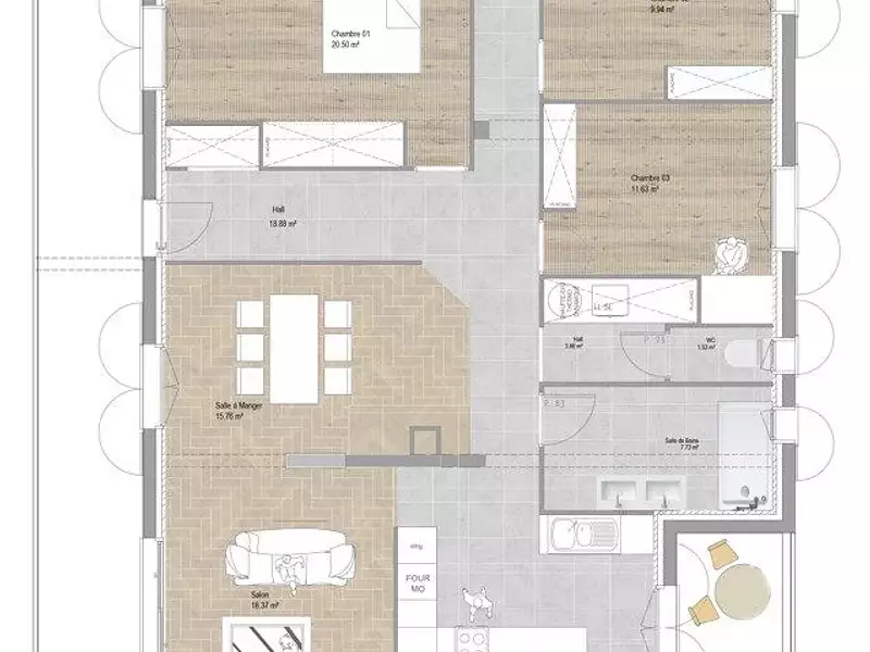 Appartement, 121 m²