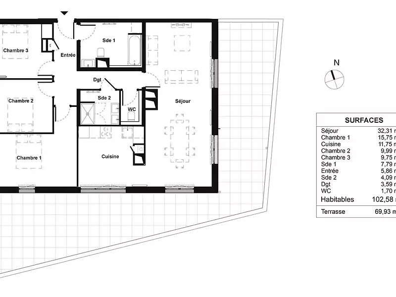 Appartement, 102 m²