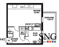 Appartement, 41,21 m²