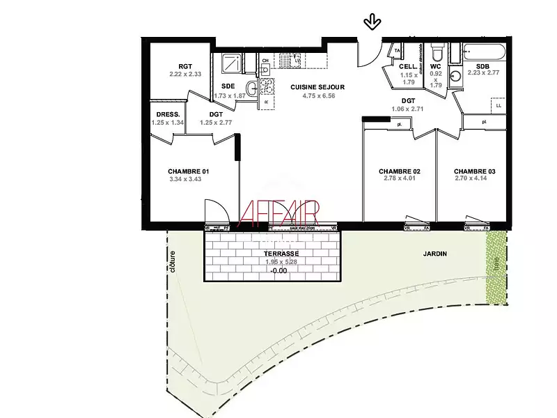 Appartement, 90,91 m²