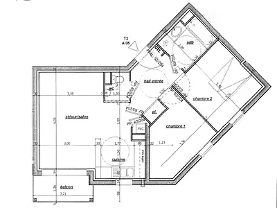 Appartement, 61,23 m²