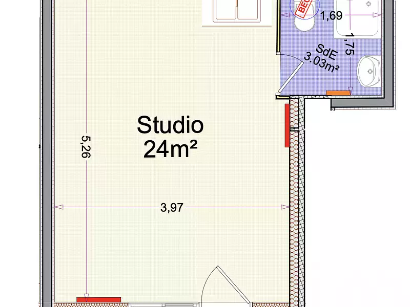 Appartement, 24 m²