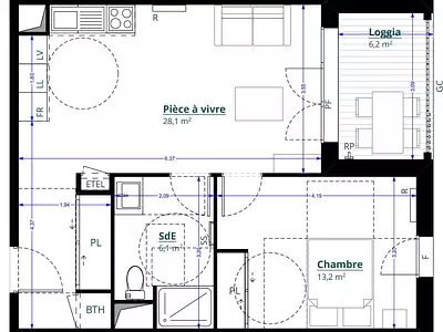Appartement, 47 m²
