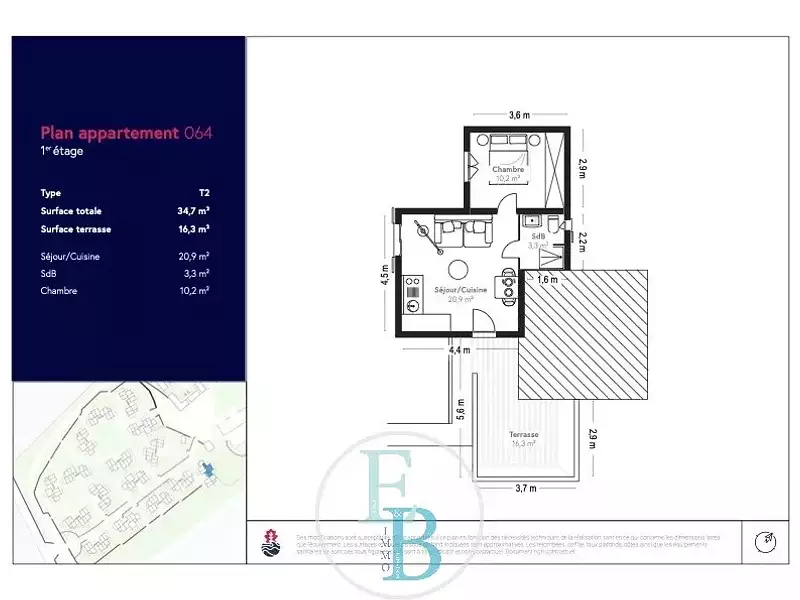 Appartement, 34,7 m²