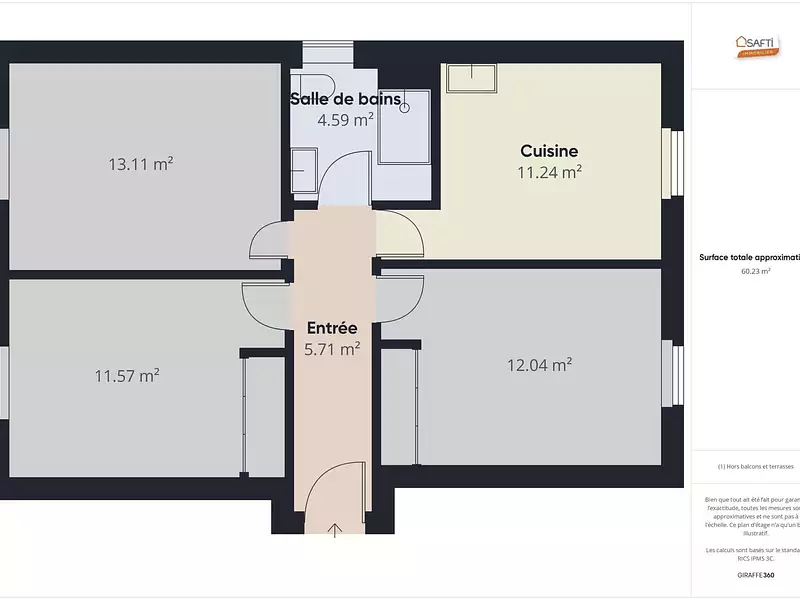Appartement, 61 m²