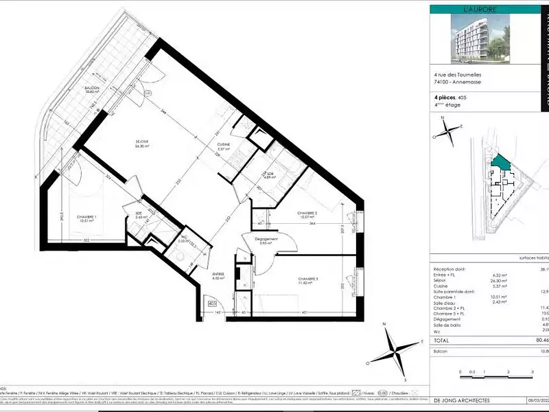 Appartement, 80,46 m²