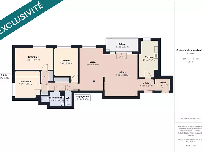Appartement, 92 m²