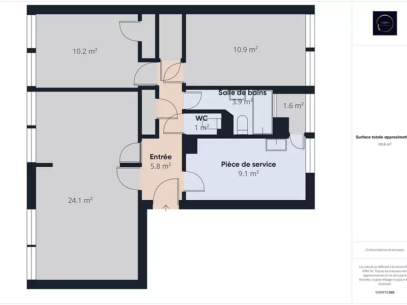 Appartement, 69 m²