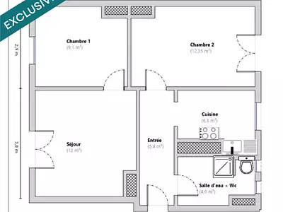 Appartement, 50 m²