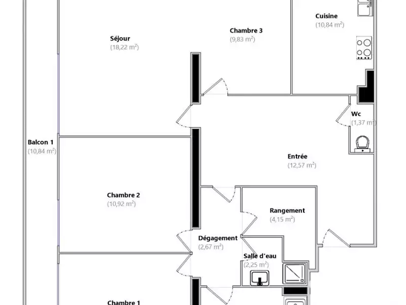 Appartement, 89 m²