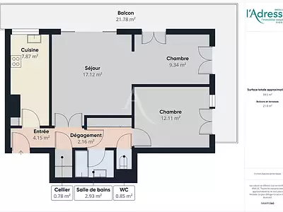 Appartement, 60,1 m²
