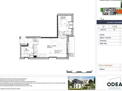 Appartement, 44,27 m²