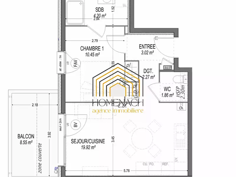 Appartement, 41,72 m²