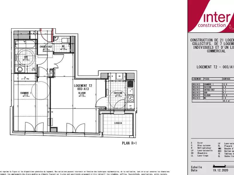 Appartement, 58,5 m²