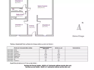 Appartement, 60,01 m²