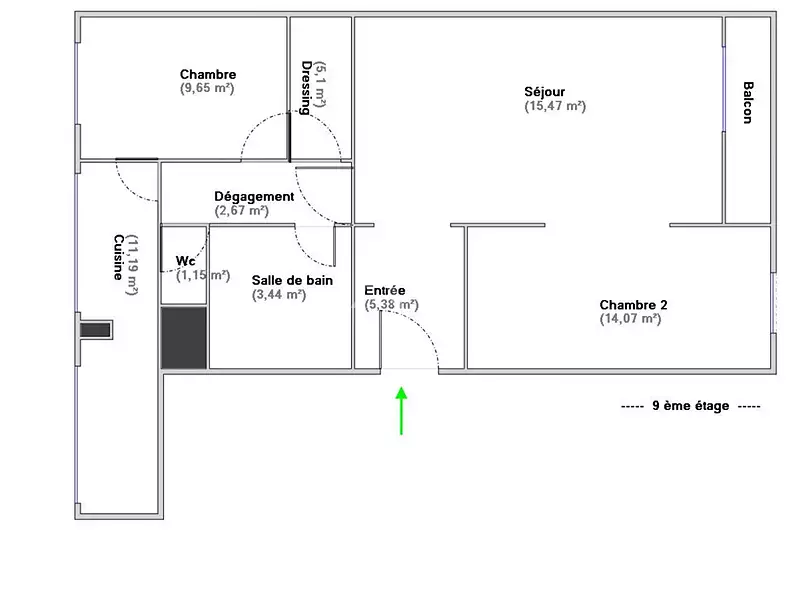 Appartement, 68 m²