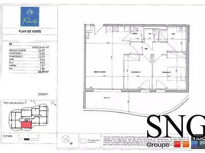 Appartement, 63,39 m²