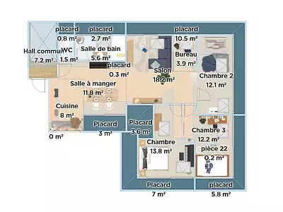 Appartement, 85 m²