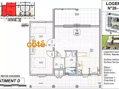 Appartement, 57,6 m²