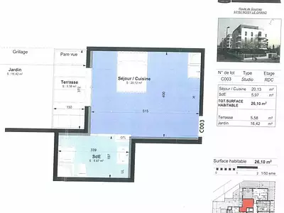Appartement 1 pieces 26 m2 a louer - 1 PiÈCe Noisy Le Grand 93160