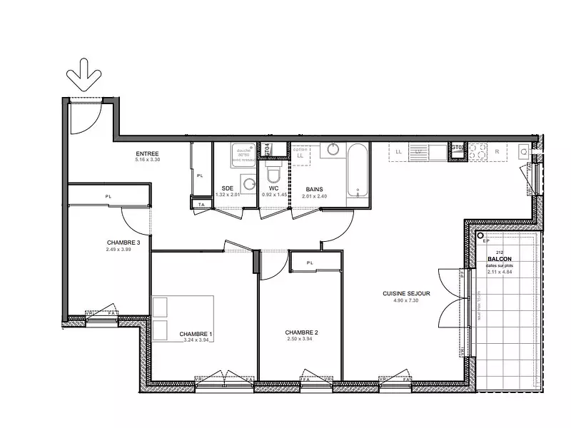 Appartement, 86,74 m²