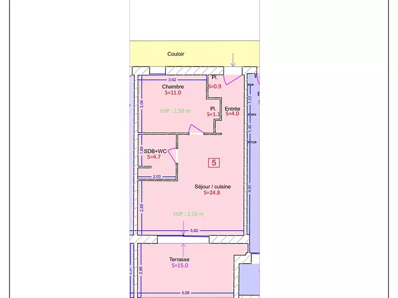 Appartement, 46,1 m²