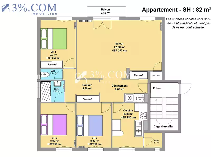 Appartement, 82 m²