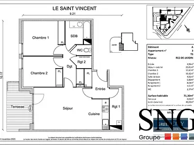 Appartement, 71,3 m²