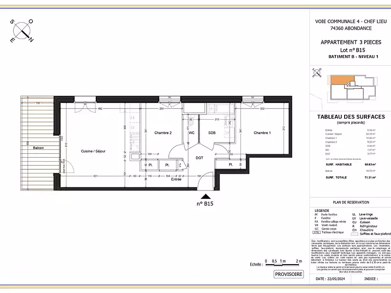 Appartement, 60,83 m²