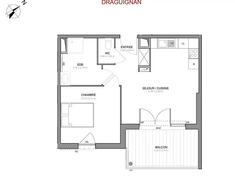 Appartement, 42 m²