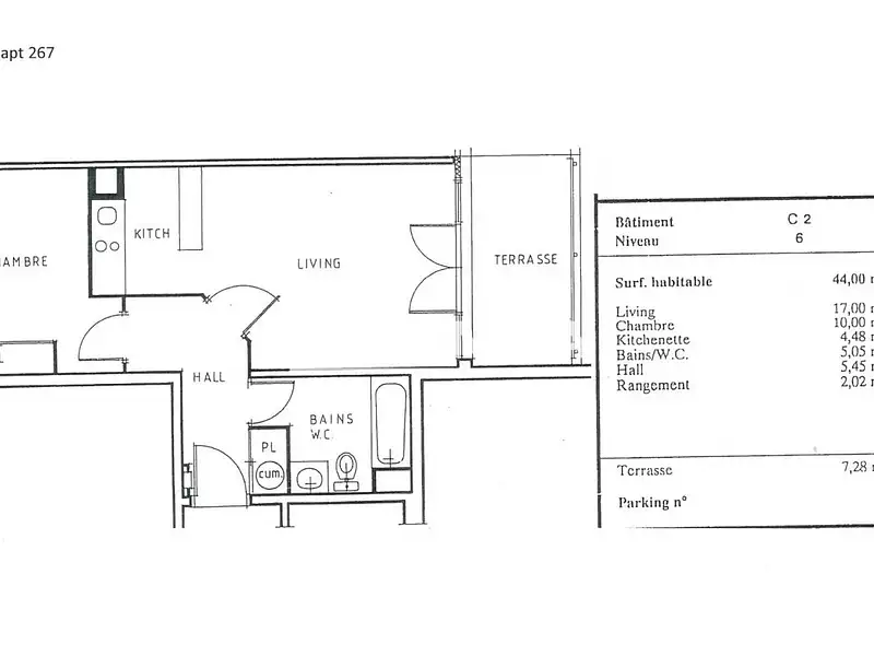 Appartement, 44 m²