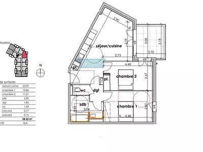 Appartement, 58 m²