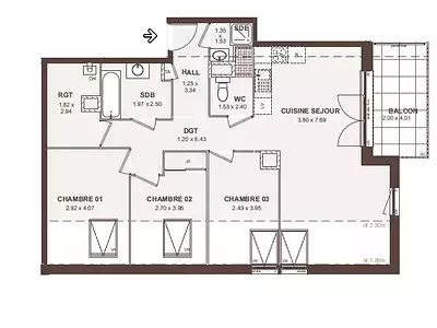 Appartement, 86,26 m²