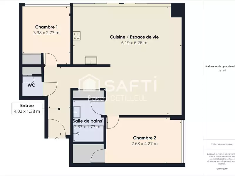 Appartement, 72 m²