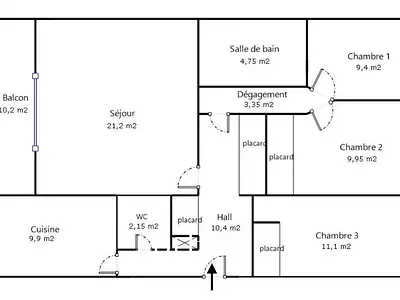 Appartement, 82 m²