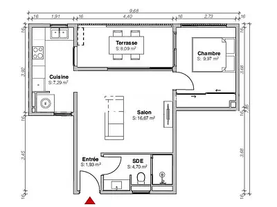 Appartement, 40,56 m²