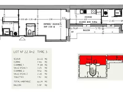 Appartement, 61 m²