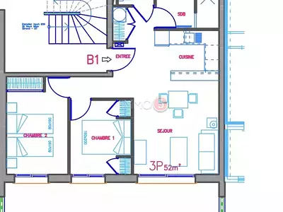 Appartement, 51,45 m²