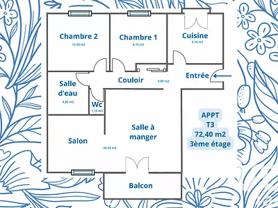 Appartement, 73 m²