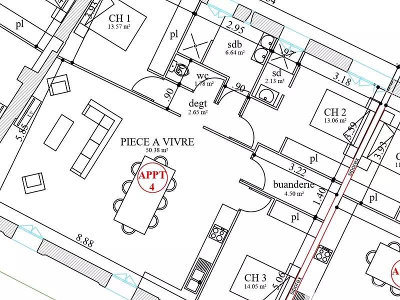 Appartement, 105 m²