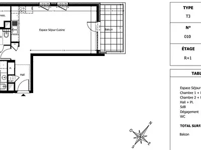 Appartement, 68,9 m²